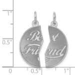 Sterling Silver Rhodium-plated 2-piece Best Friend Disc Charm - Image 3