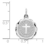 Sterling Silver Rhodium-plated Confirmation Disc Charm - Image 3