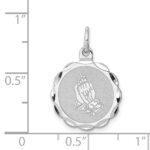Sterling Silver Rhodium-plated Praying Hands Disc Charm - Image 3