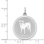 Sterling Silver Rhodium-plated Pug Disc Charm - Image 3