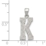 Sterling Silver Rhodium-plated Letter K Initial Pendant - Image 3