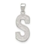 Sterling Silver Rhodium-plated Letter S Initial Pendant