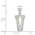Sterling Silver Rhodium-plated Letter V Initial Pendant - Image 4