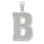 Sterling Silver Rhodium-plated Letter B Initial Pendant