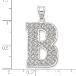 Sterling Silver Rhodium-plated Letter B Initial Pendant - Image 3