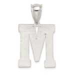 Sterling Silver Rhodium-plated Letter M Initial Pendant - Image 3