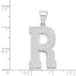Sterling Silver Rhodium-plated Letter R Initial Pendant - Image 4