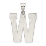 Sterling Silver Rhodium-plated Letter W Initial Pendant - Image 3