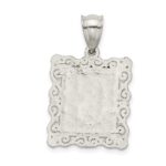 Sterling Silver Square Diamond-cut Letter G Initial Pendant - Image 3