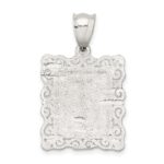 Sterling Silver Square Diamond-cut Letter I Initial Pendant - Image 3