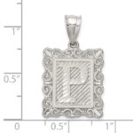 Sterling Silver Square Diamond-cut Letter P Initial Pendant - Image 3