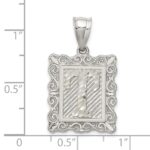 Sterling Silver Square Diamond-cut Letter T Initial Pendant - Image 3