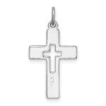 Sterling Silver Platinum-plated Cut-out Cross Charm - Image 4