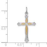 Sterling Silver Platinum-plated & Vermeil CZ Cross Pendant - Image 4