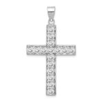 Sterling Silver Rhodium-plated CZ Latin Cross Pendant