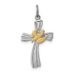 Sterling Silver Platinum-plated & Vermeil Dove Cross Charm