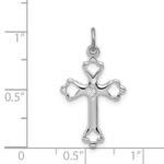 Sterling Silver Platinum-plated Budded Cross w/CZ Charm - Image 3