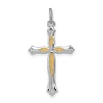 Sterling Silver Platinum-plated and Vermeil Cross Pendant