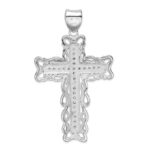 Sterling Silver Rhodium-plated CZ Crucifix Pendant - Image 4