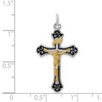 Sterling Silver Platinum-plated & Vermeil Crucifix Pendant - Image 3