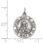 Sterling Silver Antiqued Sacred Heart of Jesus Medal - Image 3