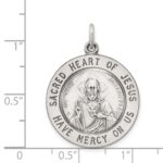 Sterling Silver Antiqued Sacred Heart of Jesus Medal - Image 4