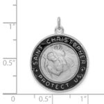 Sterling Silver Platinum-plated Enameled St. Christopher Medal - Image 3