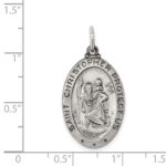 Sterling Silver Antiqued St. Christopher Medal - Image 3