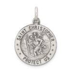 Sterling Silver Antiqued St. Christopher Baseball Medal