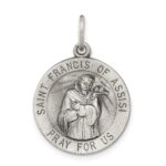 Sterling Silver Antiqued Saint Francis of Assisi Medal