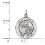 Sterling Silver Antiqued St. Theresa Medal - Image 3