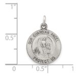 Sterling Silver Antiqued Guardian Angel Medal - Image 3
