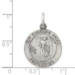 Sterling Silver Antiqued Guardian Angel Medal - Image 3