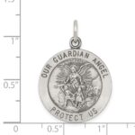 Sterling Silver Antiqued Guardian Angel Medal - Image 3