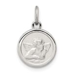 Sterling Silver Platinum-plated Angel Medal Charm