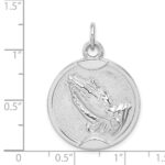 Sterling Silver Rhodium-plated Praying Hands Serenity Prayer on Back Medal - Image 3