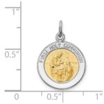 Sterling Silver Platinum-plated & Vermeil Holy Communion Medal - Image 4
