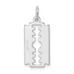 Sterling Silver Rhodium-plated Razor Blade Polished Charm - Image 4