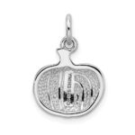Sterling Silver Rhodium-plated Orange Enameled Pumpkin Charm - Image 3