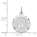 Sterling Silver/Rhodium-plated Brocaded Letter K Initial Pendant - Image 3