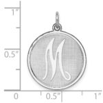 Sterling Silver Rhodium-plated Brocaded Letter M Initial Charm - Image 3