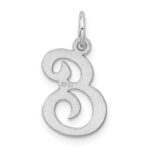 Sterling Silver Rhodium-plated Stamped Letter E Initial Charm - Image 3