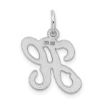 Sterling Silver Rhodium-plated Stamped Letter H Initial Charm - Image 3