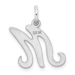 Sterling Silver Rhodium-plated Stamped Letter M Initial Charm - Image 3