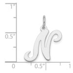Sterling Silver Rhodium-plated Stamped Letter N Initial Charm - Image 4