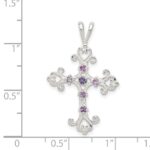 Sterling Silver Purple CZ Cross Charm - Image 3