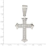 Sterling Silver Rhodium-plated CZ Cross Pendant - Image 3