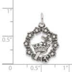 Sterling Silver Antiqued Cross, Crown & Wreath Charm - Image 3