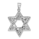 Sterling Silver Rhodium-plated CZ Star of David Pendant - Image 4