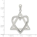 Sterling Silver Star of David Heart Pendant - Image 3
